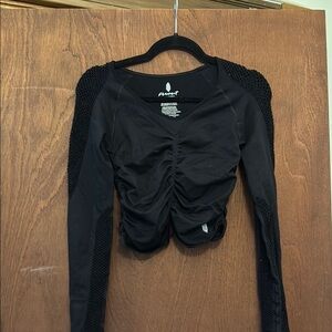 Free People Movement Black Long Sleeve Ruched Top